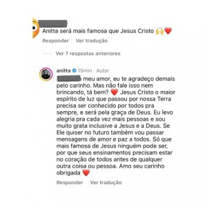 Anitta recusou a comparação e justificou