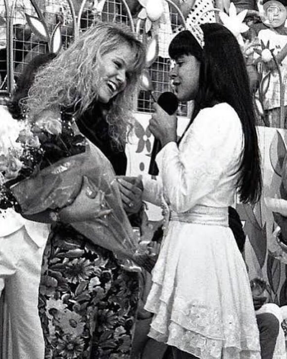 Eliana e Mara Maravilha em foto dos anos 1990 no programa 'Show Maravilha', no SBT