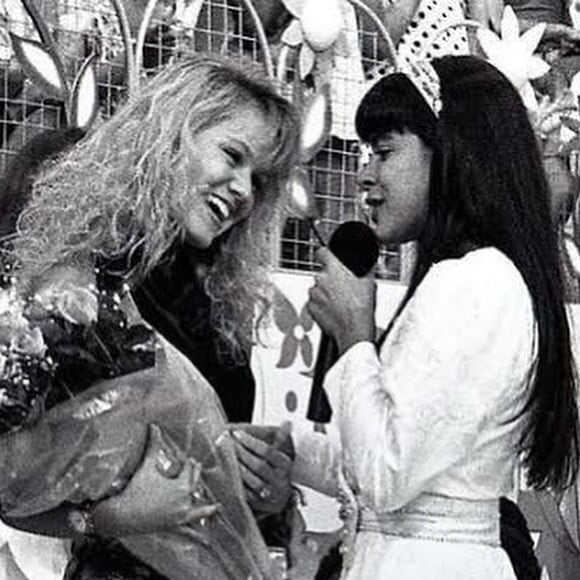 Eliana e Mara Maravilha em foto dos anos 1990 no programa 'Show Maravilha', no SBT