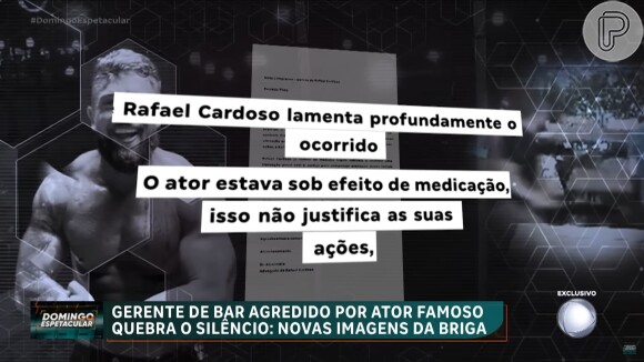 Rafael Cardoso alegou estar sob efeito de medicamentos ao agredir idoso, gerente de restaurante