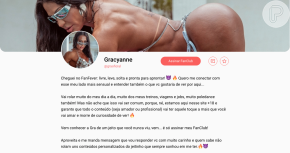 Gracyanne Barbosa está cobrando mensalidade de R$ 69,90 dos fãs