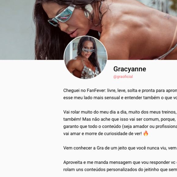 Gracyanne Barbosa está cobrando mensalidade de R$ 69,90 dos fãs