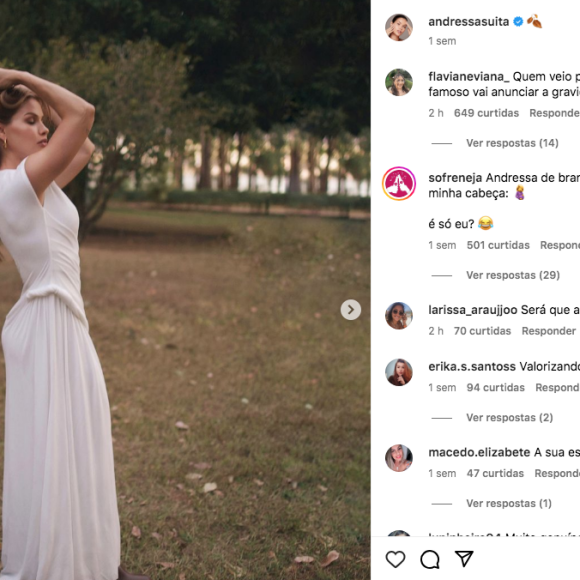 Comentários de internautas se questionando se Andressa Suita estaria grávida tomaram conta da publicação. Será que vem aí?