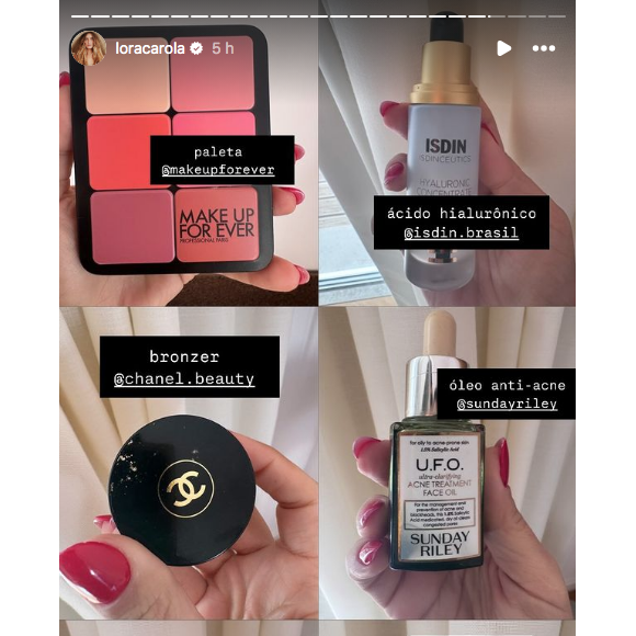 Skincare de Carolina Dieckmann conta com ácido hialurônico, vitamina C e outros produtos