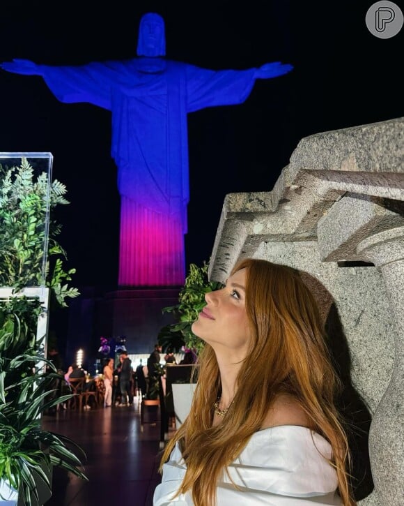 Giovanna Ewbank visitou o Cristo Redentor pela primeira vez horas antes de seu aniversário de 38 anos 