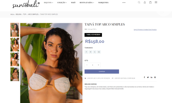 Rafaella Justus escolheu conjunto da Sun Bali Beach com um biquíni de arco simples, uma calcinha semi asa-delta e uma saia longa de renda