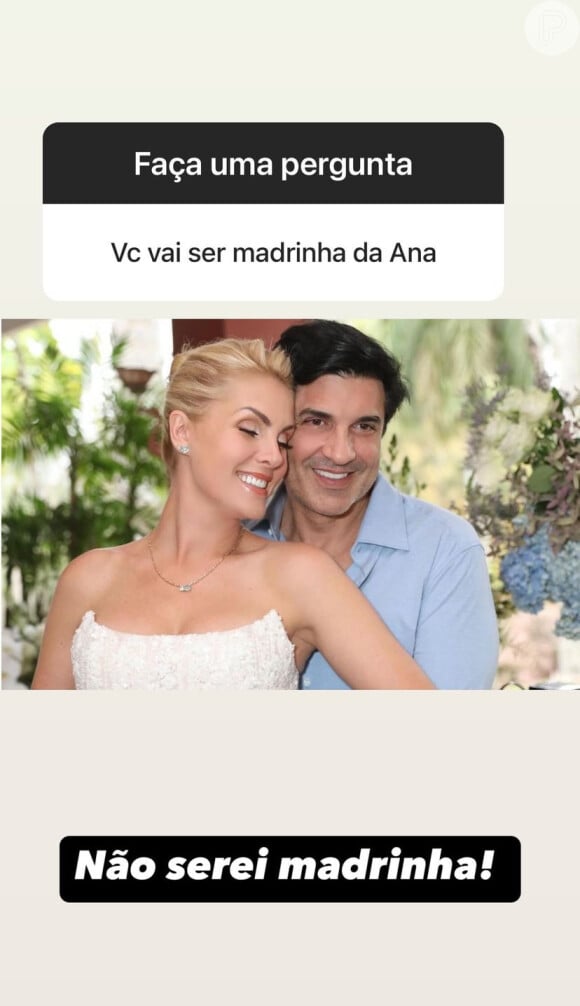 Ticiane Pinheiro negou que vá ser madrinha do casamento de Ana Hickmann e Edu Guedes