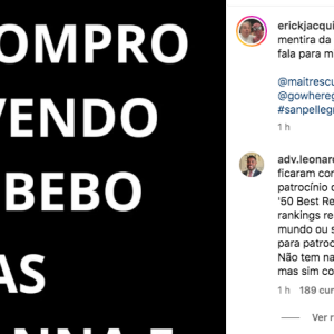 Erick Jacquin publicou a seguinte imagem em seu Instagram criticando as marcas