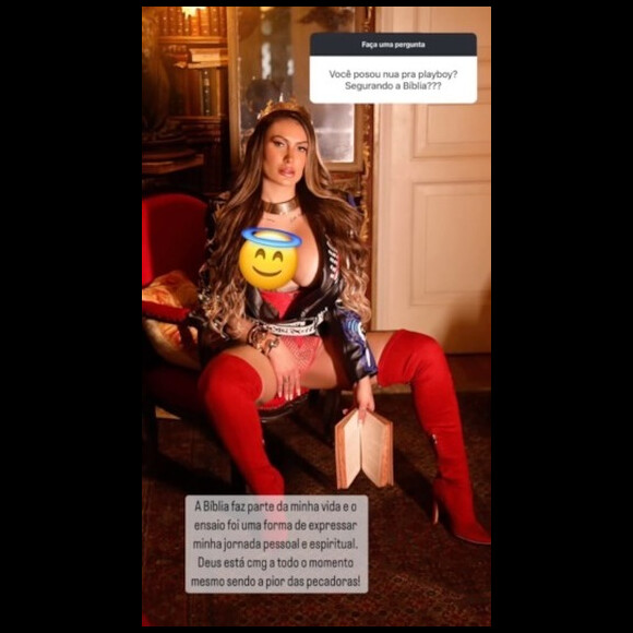 Foto de Andressa Urach nua com a bíblia na mão foi mencionada por Mara Maravilha