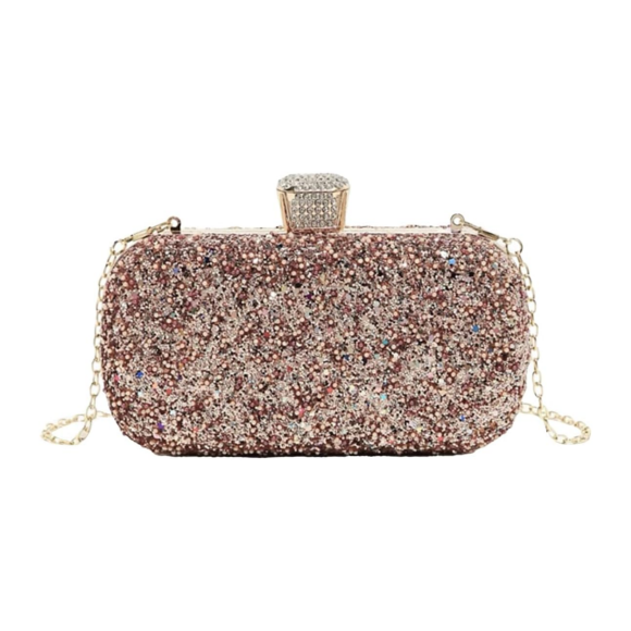 Bolsa de Mão Feminina Festa Clutch Prata com Duas Correntes Removíveis, DAYSTAR