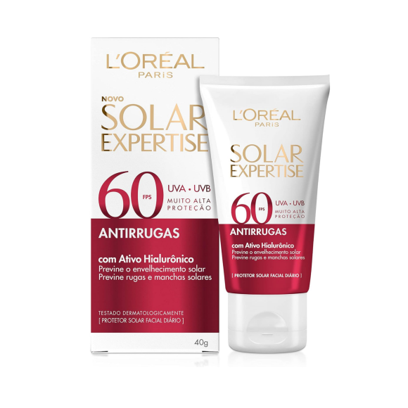 Protetor Solar Facial Antirrugas FPS60 com Ativo Hialurônico Solar Expertise, L'Oréal Paris