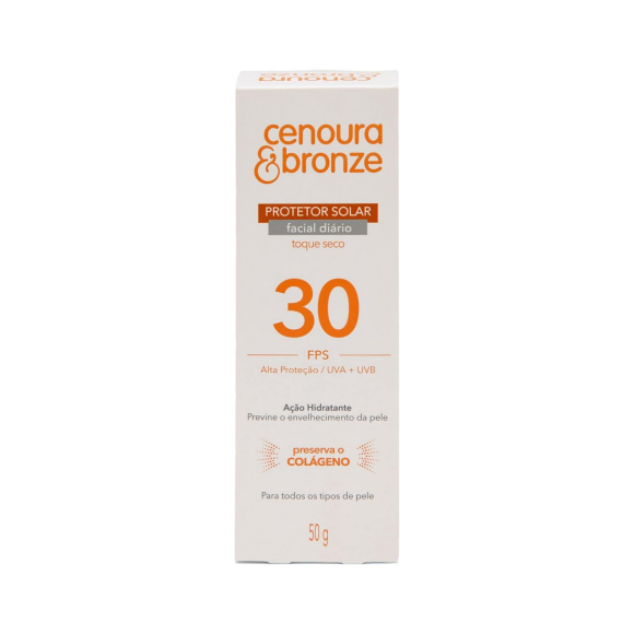 Protetor Solar Facial Cenoura & Bronze Fps 30 50G, Cenoura e Bronze