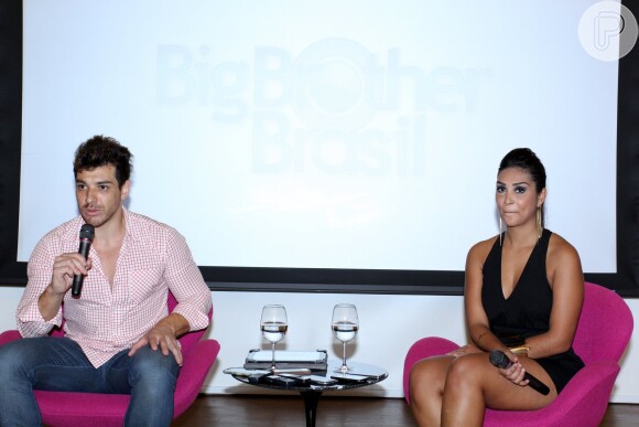 Cézar e Amanda participaram de uma coletiva de imprensa após a final do 'BBB15'