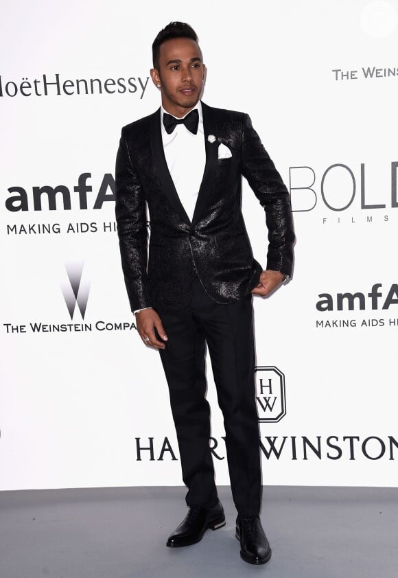 Lewis Hamilton no Baile da amfAR no Festival de Cannes, nesta quinta-feira, 21 de maio de 2015