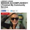 Lindsay Lohan compartilhou nesta quarta-feira, 27 de maio de 2015, uma manchete do site "TMZ" em sua conta pessoal do Instagram: 'O trabalho duro compensa. Obrigado a todos aqueles que me permitiram ser voluntária enquanto estava em Nova York. Deus abençoe todos vocês. Amém'