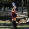 Danielle Winits exibiu a ótima forma nesta terça-feira durante corrida na praia da Barra da Tijuca, Zona Oeste do Rio de Janeiro