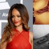 Rihanna é uma das celebridades que mais tem tatuagens. Entre elas, uma deusa egípcia entre os seios, em homenagem a sua avó, e um falcão egípcio em forma de uma arma no tornozelo