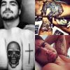 Caio Castro tem várias tatuagens. A caveira e a cruz nos dedos, e o leão rasta são algumas delas