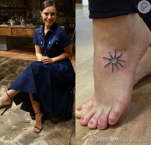 Andar com tatuagem no sol Paolla Oliveira Tatua Desenho De Um Sol No Pe Confira As Tatuagens Dos Famosos Purepeople