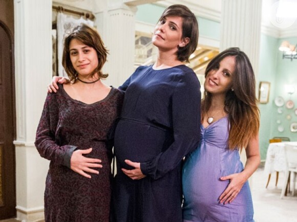 Terceira temporada de 'Louco por Elas' termina com três grávidas, Giovana (Deborah Secco), Bárbara (Luisa Arraes) e Dorothy (Luana Martau)