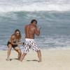 Joana Prado treina com Vitor Belfort nas areias da praia da Barra, RJ