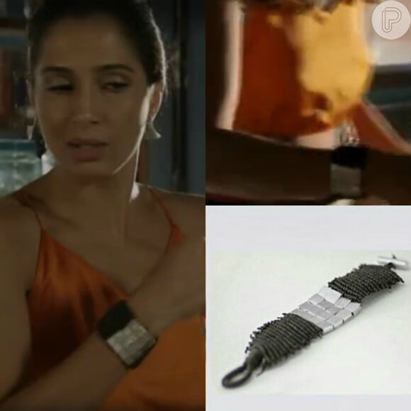 A pulseira Monica Pondé de R$ 525,00 foi usada por Regina (Camila Pitanga) para trabalhar