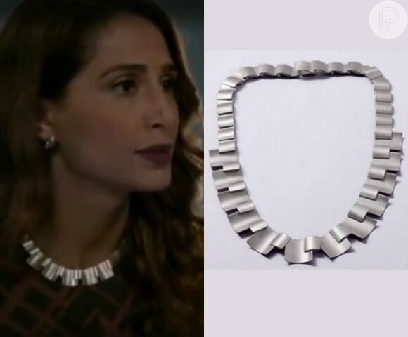 O colar de Monica Pondé, à venda por R$ 2.175, completou o look de Regina (Camila Pitanga)
