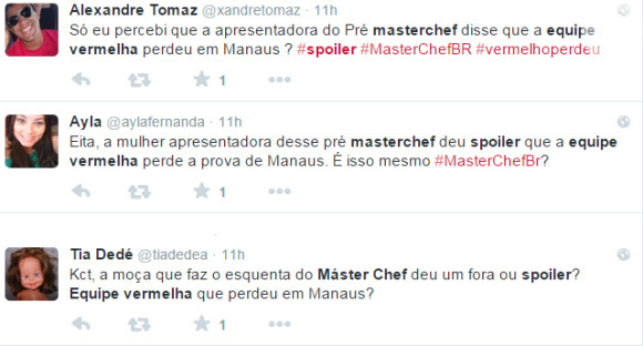 Internautas repercutiram o spoiler de Marina Machado sobre o 'MasterChef' da última terça-feira, de de agosto de 2015
