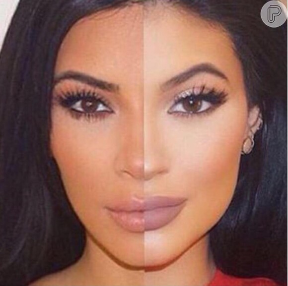 Recentemente, Kim Kardashian compartilhou uma montagem mostrando a incrível semelhança entre ela e a irmã Kylie Jenner, na qual junta metade de cada rosto