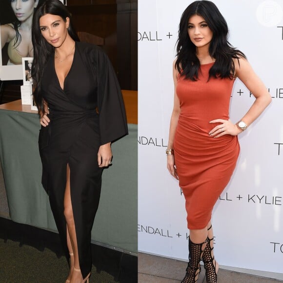 Até mesmo na hora de posar para fotos Kim Kardashian e Kylie Jenner mostram semelhanças