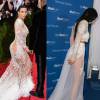 Kim Kardashian e Kylie Jenner também mostram gostos parecidos na hora de escolher as roupas. As irmãs optaram por vestidos transparentes para dois eventos diferentes