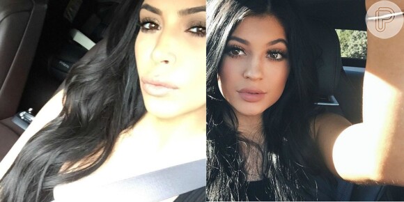 Kim Kardashian e Kylie Jenner também não dispensam uma selfie no carro, a chamada 'carfie'