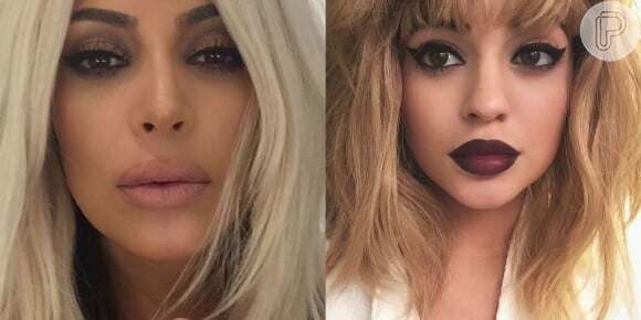 Em maio, Kim Kardashian surpreendeu ao aparecer com os cabelos platinados. A irmã Kylie Jenner não chegou a pintar os fios, mas apareceu de peruca loira em uma foto