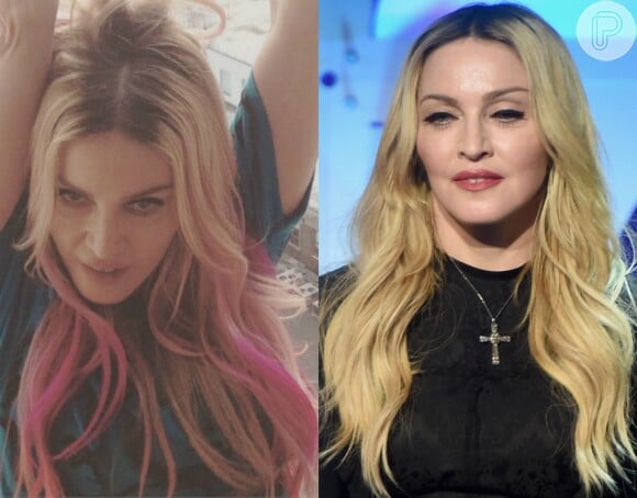 Madonna fez algumas mechas cor-de-rosa para gravar seu mais novo clipe, 'Bitch, I'm Madonna', que teve a participação de vários artistas, entre eles Beyoncé, Miley Cyrus e Katy Perry