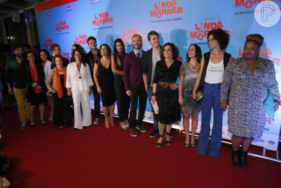 Gloria Pires, Antonia Morais e o elenco do filme 'Linda de Morrer'