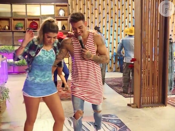 Lucas Lucco e Ana Paula Guedes dançaram forró durante apresentação do artista na casa do 'Dança dos Famosos'
