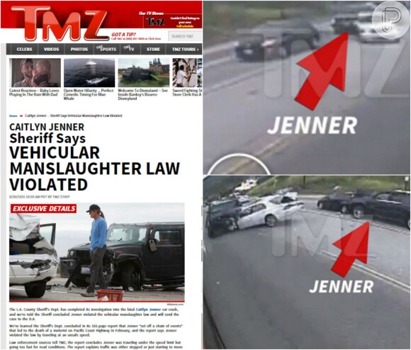 O site internacional 'TMZ' teve acesso às imagens do acidente que resultou na morte de uma mulher, em fevereiro de 2015