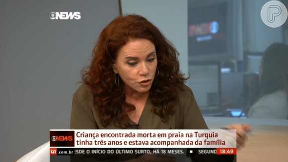 Leilane Neubarth se emocionou durante a apresentação do programa 'Edição das 18h', da GloboNews, quando comentou sobre a morte do menino sírio Aylan Kurdi