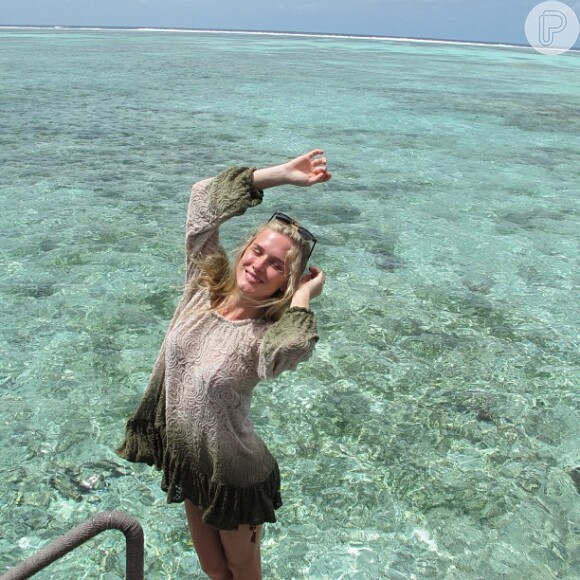 Fiorella Mattheis curte lua de mel nas Ilhas Maldivas com Flávio Canto e publica foto no Instagram, em 26 de julho de 2013