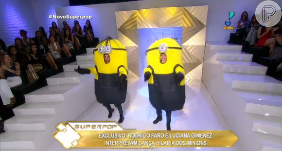 Rodrigo Faro e Luciana Gimenez se vestiram de minions fazendo referência ao quadro 'Dança, Gatinho', do programa 'Hora do Faro'