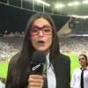 Aline Riscado vira repórter do 'CQC' por um dia e entrevista jogadores e torcida do Corinthians