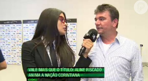 Aline Riscado vira repórter do 'CQC' por um dia e entrevista jogadores e torcida do Corinthians