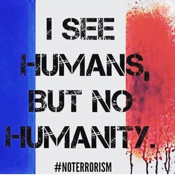 Fiorella Mattheis, que também apoia a causa animal, postou a imagem acima: 'Vejo humanos, mas não vejo humanidade'