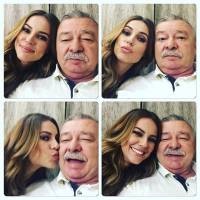 Paolla Oliveira posa com o pai nos bastidores de campanha: 'Visita mais amada'