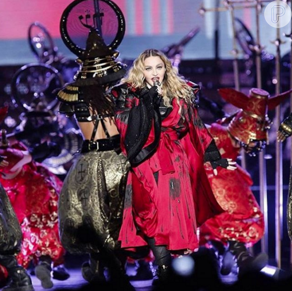 Madonna durante apresentação da 'Rebel Heart' na Dinamarca