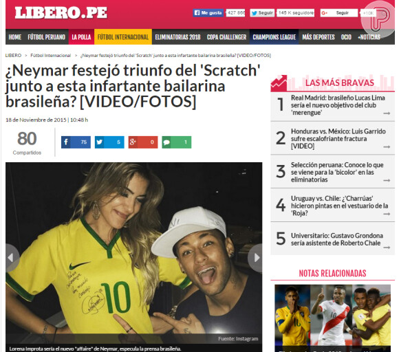 Bailarina é citada pela imprensa estrangeira como nova conquista do craque Neymar