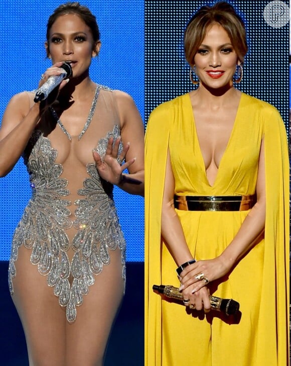 No AMA 2015, Jennifer Lopez usou 10 vestidos. Não faltou decote no palco da premiação de música!