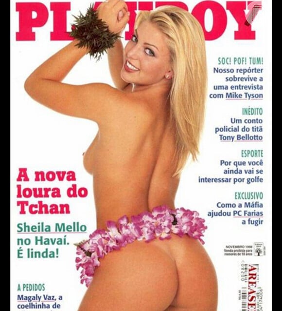 Capa da revista com a Sheila Mello, realizada em 1998, está no ranking das dez mais vendidas. Na época conhecida como a 'loira do Tchan', a bailarina estava no auge da carreira e fazia dupla com Sheila Carvalho na banda de axé