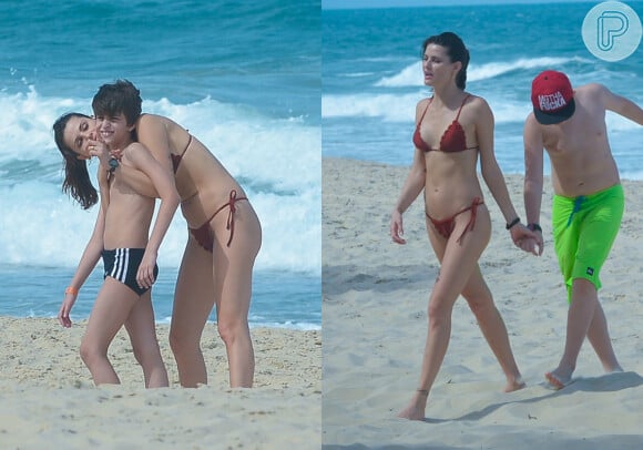 Isabeli Fontana exibiu boa forma em dia de praia com os filhos. Noiva do cantor Di Ferrero curtiu sol em Fortaleza neste domingo, 22 de novembro de 2015