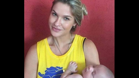 Andressa Suita posa com sobrinho recém-nascido de Gusttavo Lima: 'Treinando'
